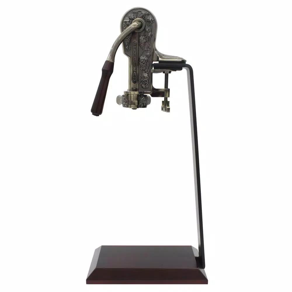 Epicureanist Connoisseur Dark Wood Wine Opener and Iron Stand