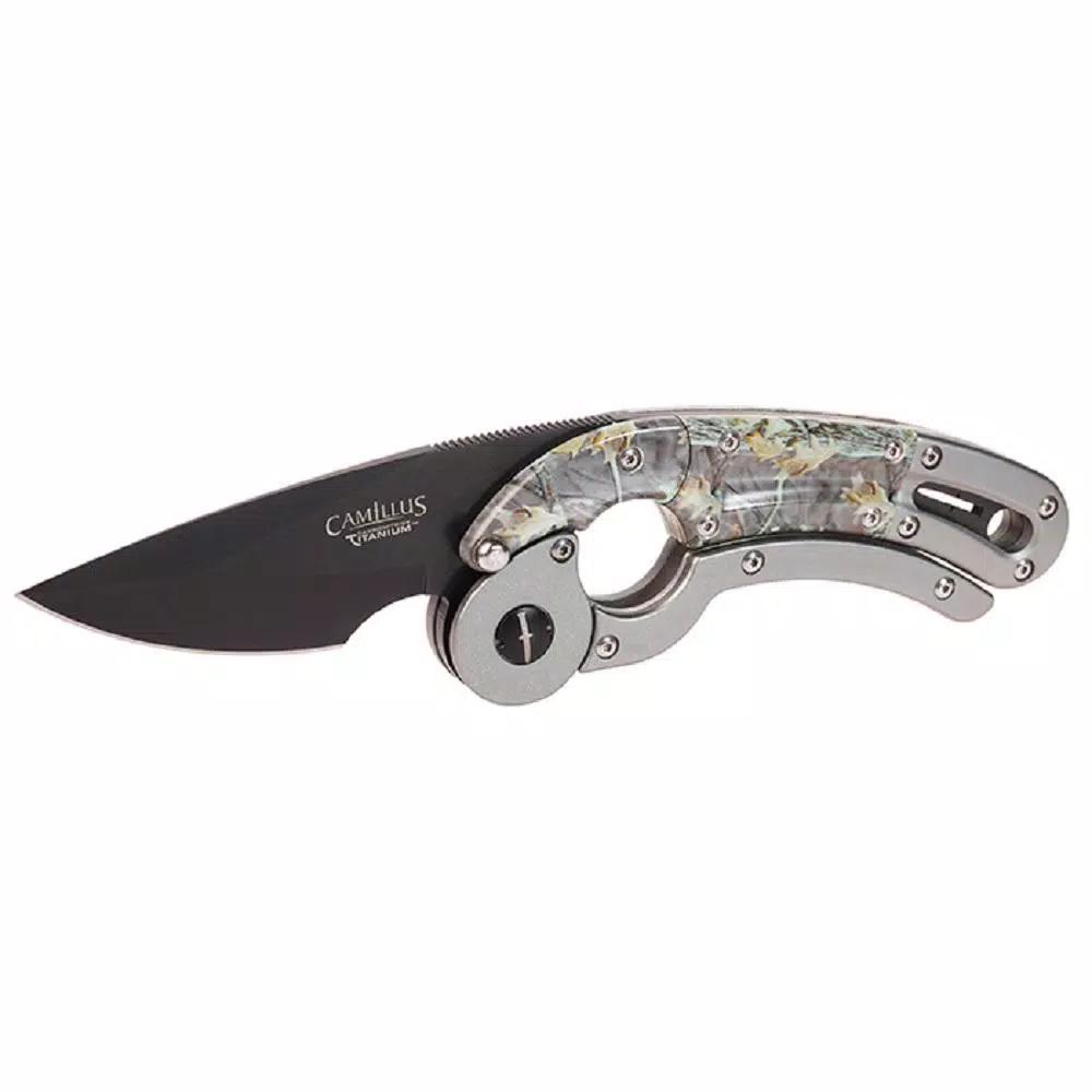 Camillus Dominator 2.25 in. Stainless Steel Drop Point Fixed Blade Knife with Aluminum Handle and Sheath