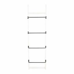 3R Studios 4-Bar Wall Mounted Towel Rack, Distressed Off-White Wood with Black Metal Bars thumbnail 1