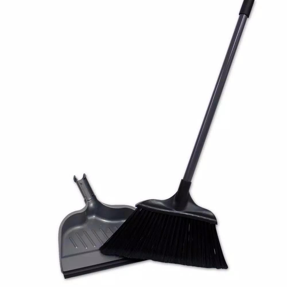 HDX Jumbo 15 in. Angle Broom and Dustpan Set with Steel Handle