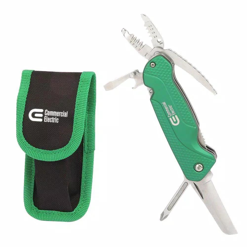 Commercial Electric 7-in-1 Electrician's Multi-Tool with Aluminum Handle and Belt Pouch