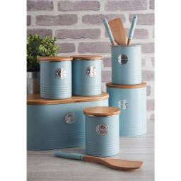 Mason Cash Living Coated-Steel Blue 7.7 qt. Bread Bin with Sustainable Bamboo Lid thumbnail 2