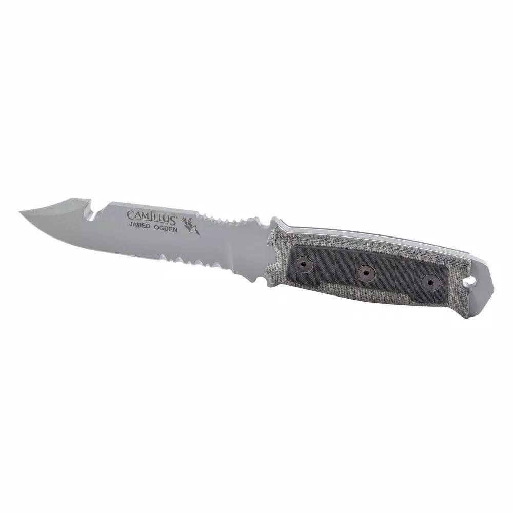 Camillus SKOL 5 in. 1095 High Carbon Steel Fixed Blade Knife with Gut Hook and Micarta Handle