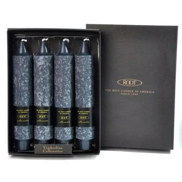 ROOT CANDLES A.I. Root 7 in. Timberline Collenette Abyss Blue Taper Candles, Box of 4