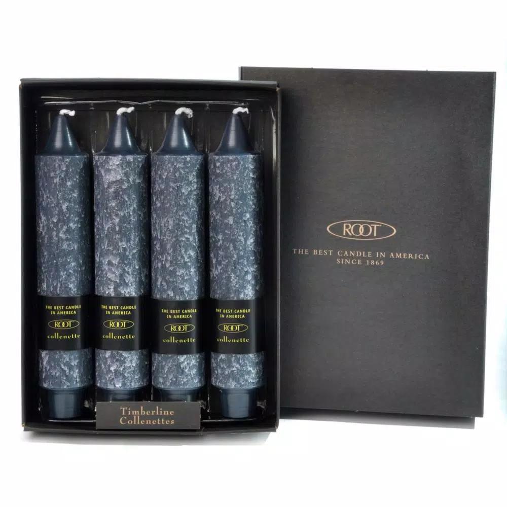 ROOT CANDLES A.I. Root 7 in. Timberline Collenette Abyss Blue Taper Candles, Box of 4