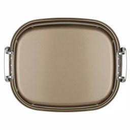 Unbranded Anolon Advanced 16 in. x 13.5 in. Nonstick Roasting Pan with Removable U-Rack, Bronze thumbnail 3
