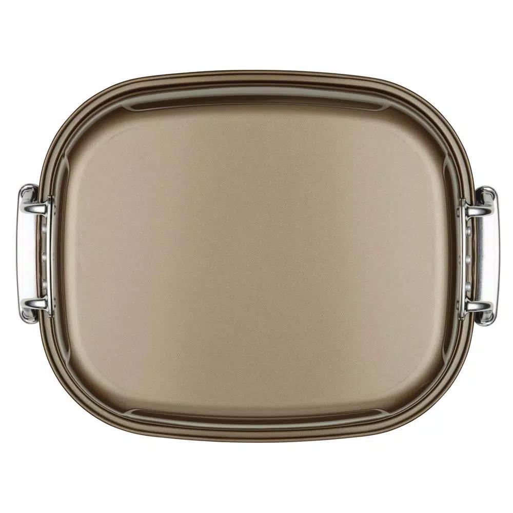 Unbranded Anolon Advanced 16 in. x 13.5 in. Nonstick Roasting Pan with Removable U-Rack, Bronze
