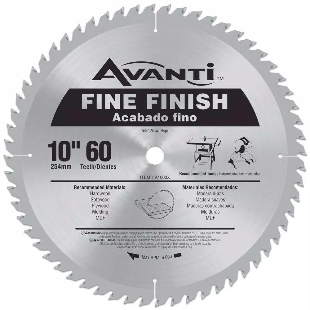 Avanti 10 in. 60-Teeth Fine Finish Carbide Saw Blade