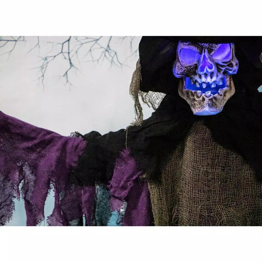 Haunted Hill Farm 6 ft. Animated Skeleton Witch Halloween Prop with Multi-Color Light Effects