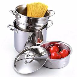 Cooks Standard Classic 12 Qt. Stainless Steel 4-Piece Pasta Stockpot, Steamer, and Multi-Pot Set thumbnail 4