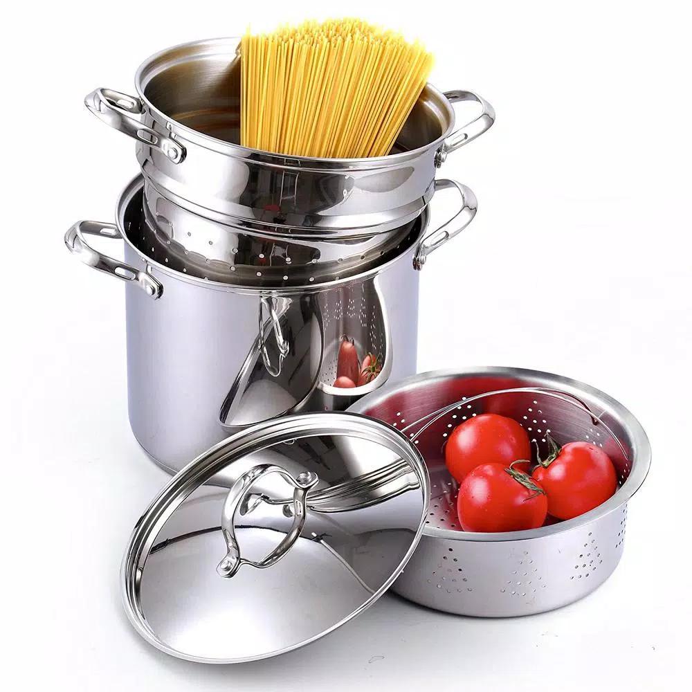 Cooks Standard Classic 12 Qt. Stainless Steel 4-Piece Pasta Stockpot, Steamer, and Multi-Pot Set