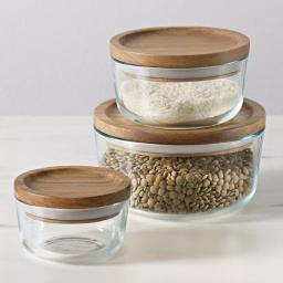 Pyrex Simply Store 6-Piece Pyrex Glass Food Storage Container Set with Acacia Wood Lids thumbnail 5