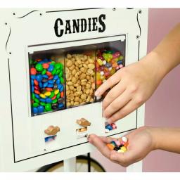 Nostalgia 600W 8 oz. Ivory Popcorn Machine with Cart and Candy Dispenser thumbnail 3