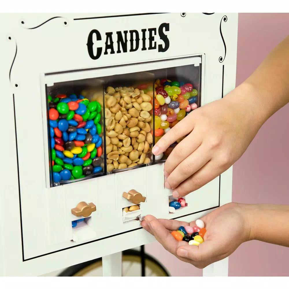 Nostalgia 600W 8 oz. Ivory Popcorn Machine with Cart and Candy Dispenser