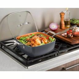 Gotham Steel 6 Qt. Aluminum Ti-Ceramic Nonstick Deep Square All-in-One Casserole Pan Set thumbnail 3