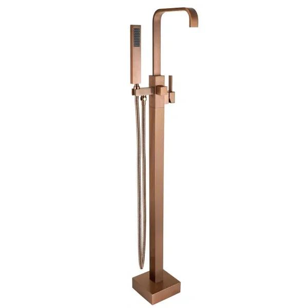 AKDY Freestanding Floor Mount Roman Tub Faucet with Hand Shower, Antique Bronze