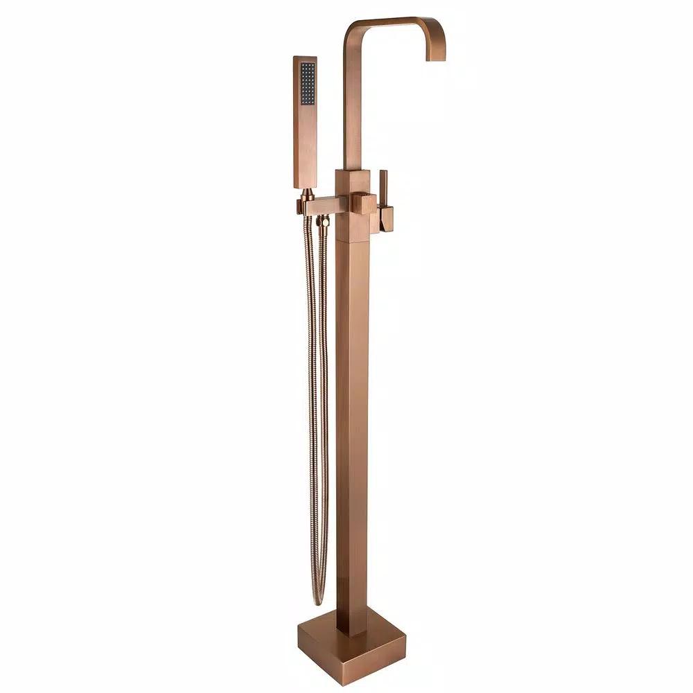 AKDY Freestanding Floor Mount Roman Tub Faucet with Hand Shower, Antique Bronze