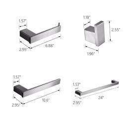 Boyel Living Stainless Steel 4-Piece Bathroom Accessories Set - Silver Wall Mounted Hardware Kit thumbnail 7