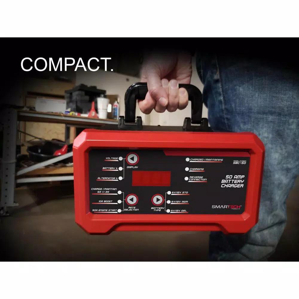 Smartech Products Smartech SBC-50 6V/12V Smart Automotive Battery Charger and 50A Jump Starter