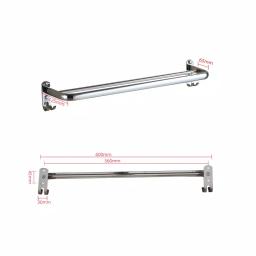 Unbranded 23.5 in. Stainless Steel Towel Rail with 2 Hooks, Chrome Polished Bathroom Towel Rack thumbnail 4