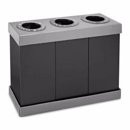 Alpine Industries 28 Gal. Black Corrugated Plastic 3-Compartment Indoor Trash and Recycling Bin thumbnail 1