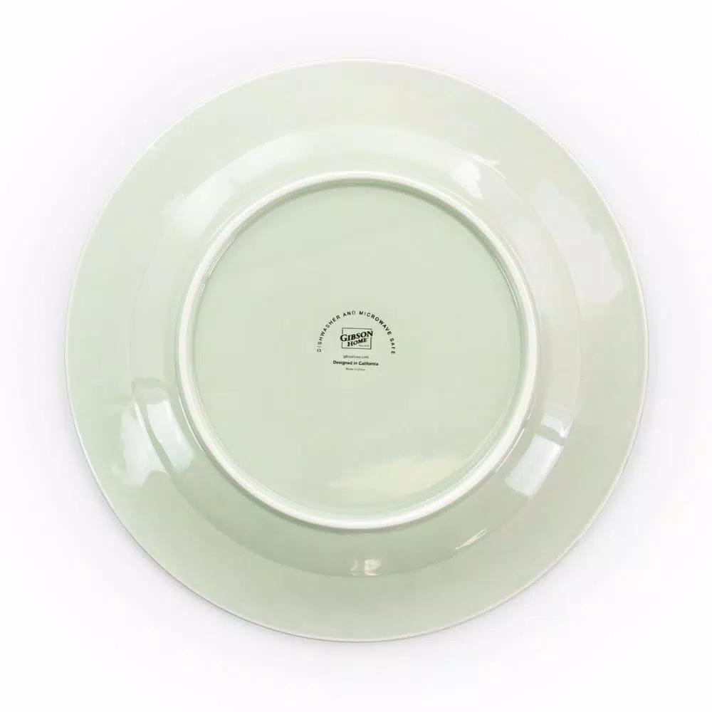 Gibson Home Quilted Eyelet 16-Piece Fine Ceramic Dinnerware Set, Light Grey, Service for 4