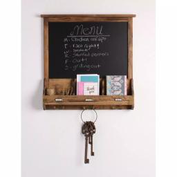 Kate and Laurel Stallard Rustic Brown Multi-Function Chalkboard Memo Board with Hooks and Pockets thumbnail 2