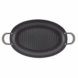 Circulon Elementum 15 in. Hard-Anodized Aluminum Nonstick Oval Grill Pan, Oyster Gray thumbnail 2