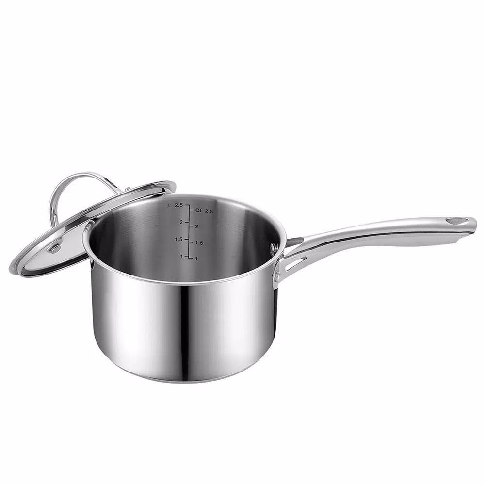 Cooks Standard 3 Qt. Stainless Steel Saucepan with Tempered Glass Lid