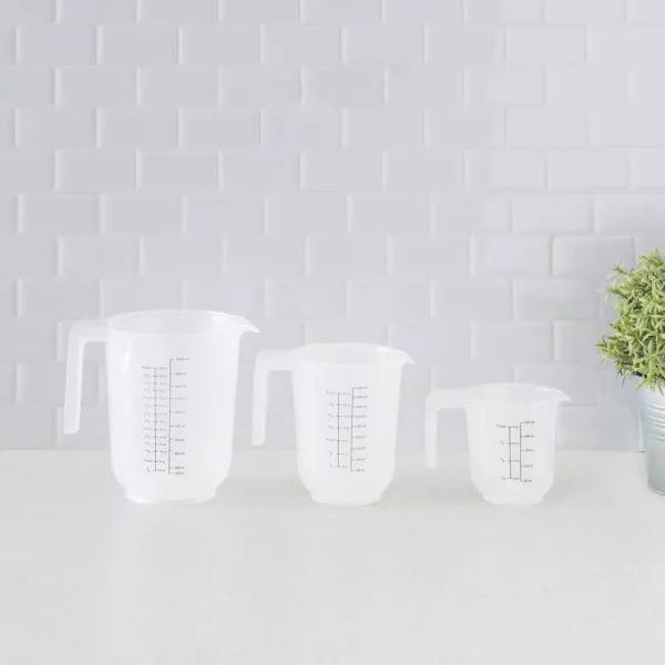 Unbranded Precise Pour 3-Piece Clear Plastic Measuring Cup Set - 1, 2, and 4 Cup Sizes