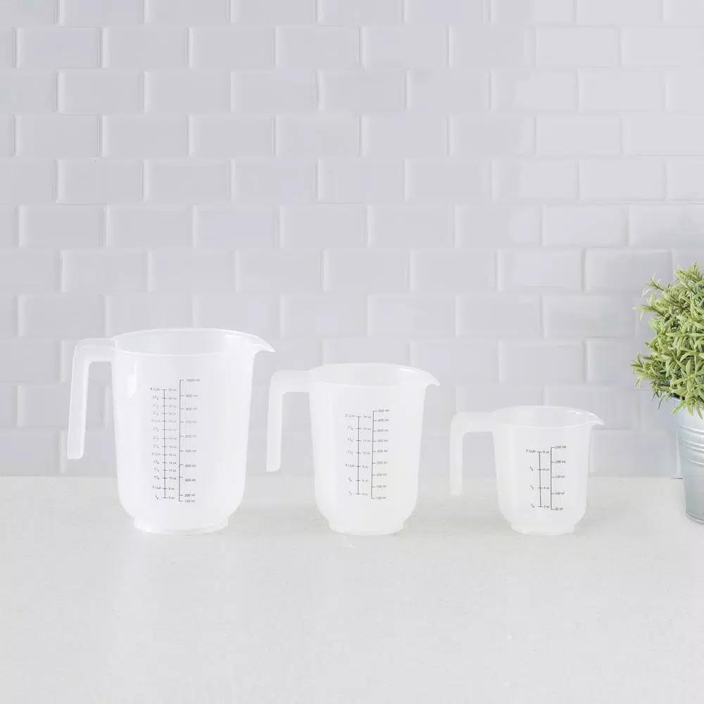 Unbranded Precise Pour 3-Piece Clear Plastic Measuring Cup Set - 1, 2, and 4 Cup Sizes