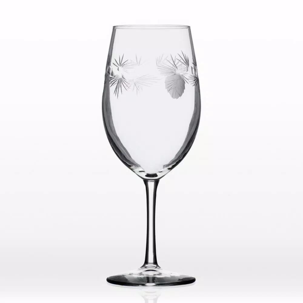 Rolf Glass Icy Pine 18 oz. Etched All Purpose Wine Glasses, Set of 4