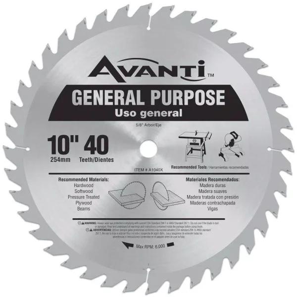 Avanti 10 in. 40-Teeth General-Purpose Carbide Circular Saw Blade