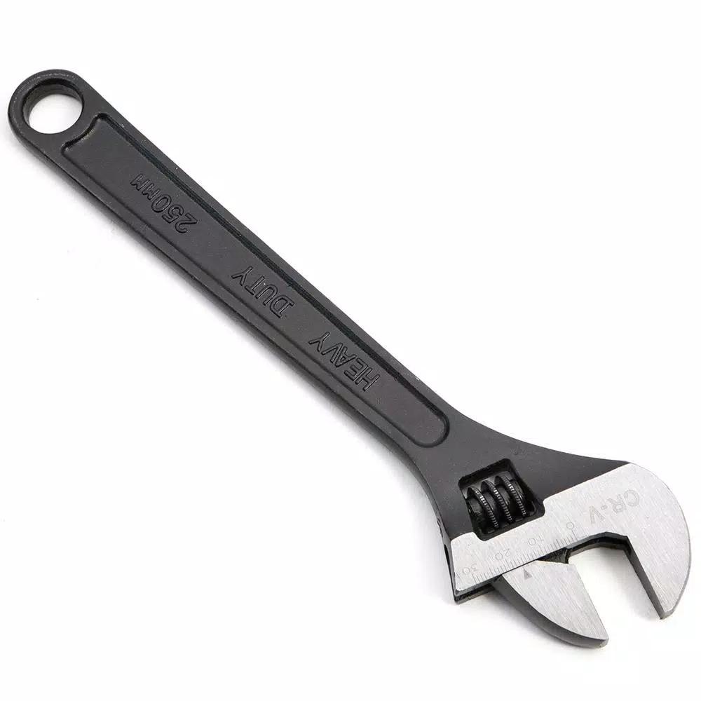 Stark 10 in. Adjustable Wrench, Black Chrome Vanadium Steel with Built-in SAE/Metric Scale