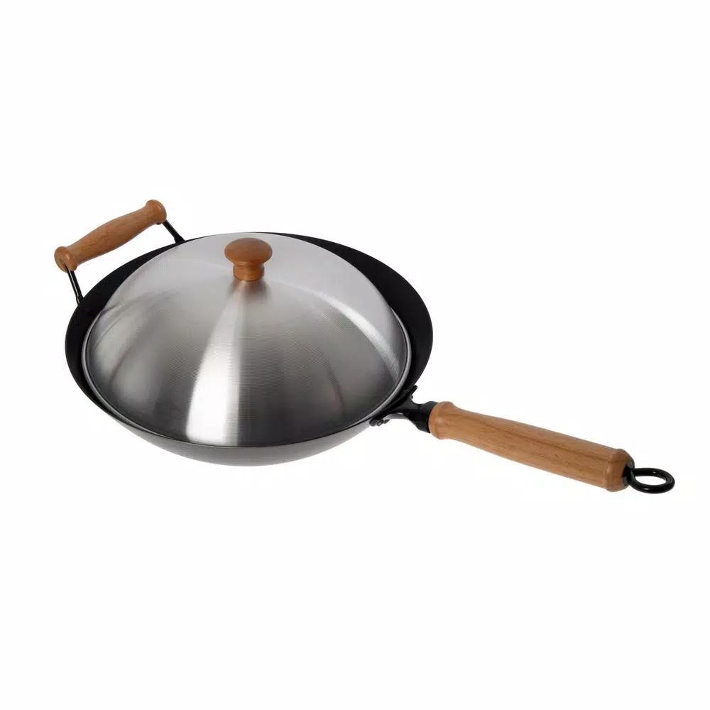 Honey-Can-Do Joyce Chen 10-Piece Carbon Steel Non-Stick Wok Set with Bamboo Accessories