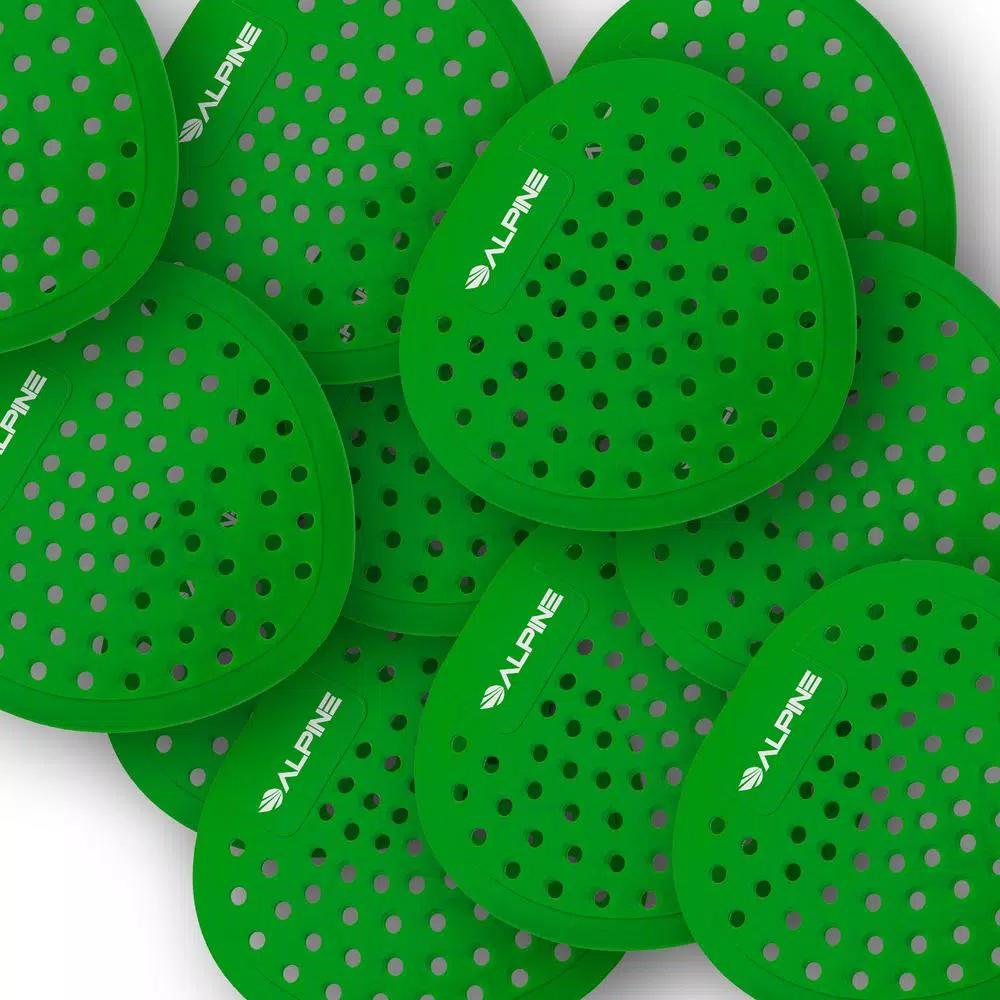 Alpine Industries Green Apple Flat Anti-Splash Urinal Screen, 10-Pack