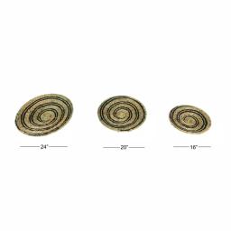 LITTON LANE Natural and Black Spiral Design Wicker Trays, Set of 3 thumbnail 5