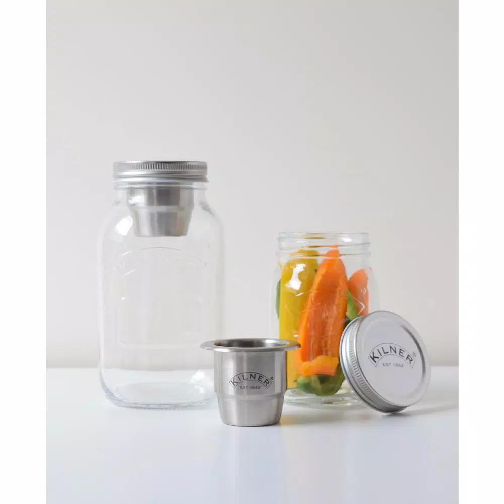 Kilner Glass and Stainless Steel 2-Piece Food & Snack On The Go Set