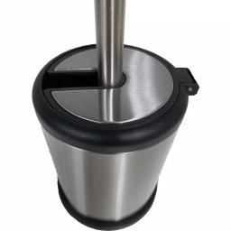Unbranded Stainless Steel Toilet Bowl Brush Holder with Hinged Folding Lid - Chrome thumbnail 4