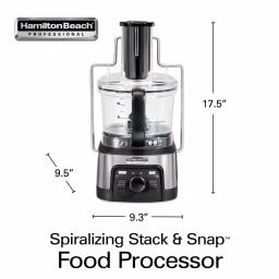 Hamilton Beach Professional 12-Cup Stack n Snap Food Processor with Spiralizer, Stainless Steel thumbnail 10