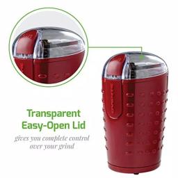 Ovente 2.5 oz. Electric Coffee Grinder, 150W Stainless Steel Blades, Maroon thumbnail 5