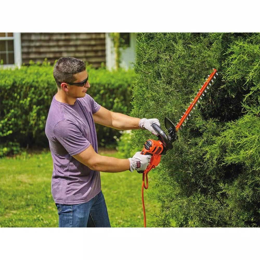 BLACK+DECKER 22 in. 4.0 Amp Corded Electric Hedge Trimmer with Dual-Action Hardened Steel Blades