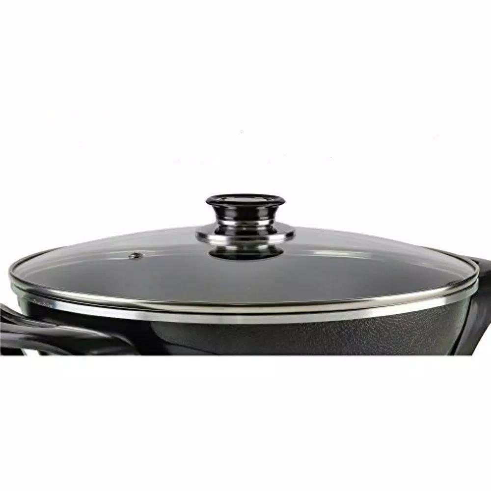 Ovente 13-Inch Non-Stick Electric Skillet with Tempered Glass Lid and Adjustable Temperature Control, Black
