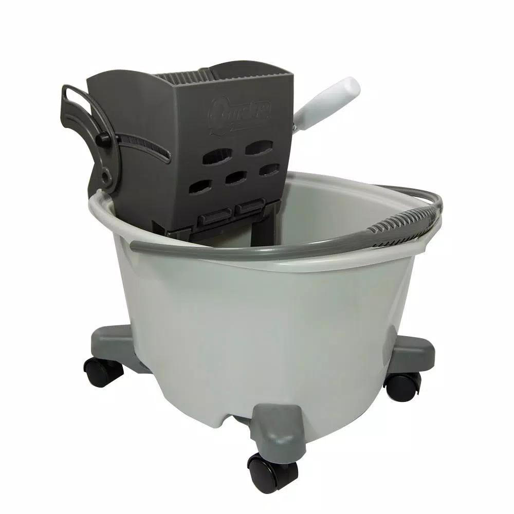 Quickie 5 Gallon Plastic Mop Bucket with Wringer and Heavy-Duty Steel Handle