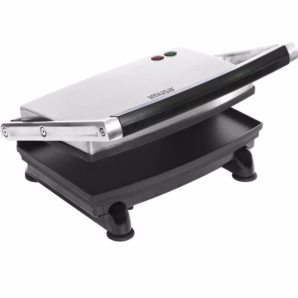 IMUSA 1400W Silver Non-Stick Panini Press and Countertop Grill