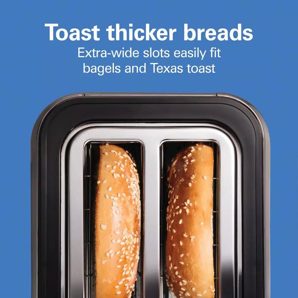 Hamilton Beach Expert-Toast 2-Slice Toaster, 900W, Black and Stainless Steel with Wide Slots