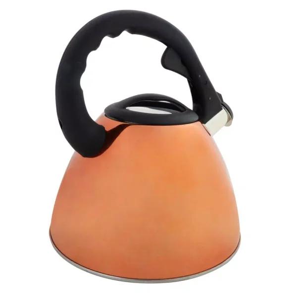 Mr. Coffee Clarendon 2.6 Qt. Stainless Steel Whistling Tea Kettle, Copper Finish