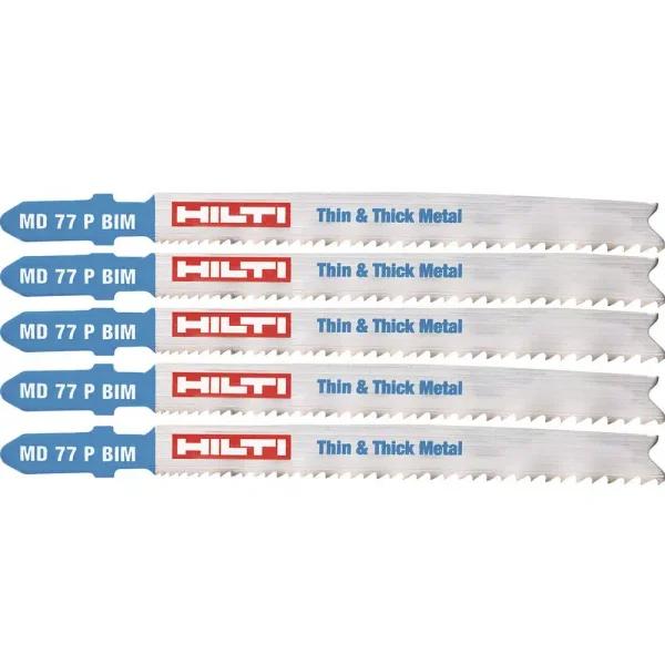 Hilti MD 77 Bi-Metal T-Shank Premium Jig Saw Blades, 3 in., 10-21 TPI (5-Pack)