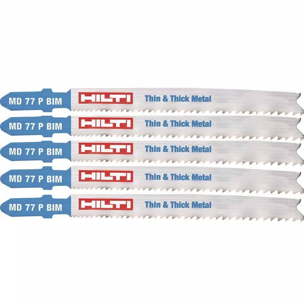 Hilti MD 77 Bi-Metal T-Shank Premium Jig Saw Blades, 3 in., 10-21 TPI (5-Pack)