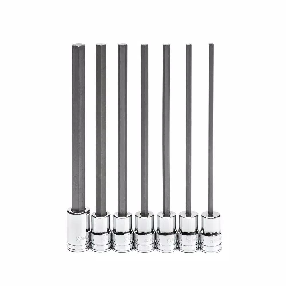 GearWrench 3/8 in. Drive Long Length Hex Bit SAE Socket Set, 7-Piece